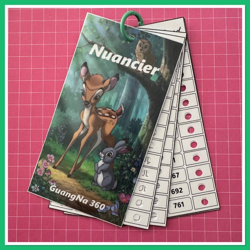 Nuancier pour feutres guangna 360 avec les numéros classés