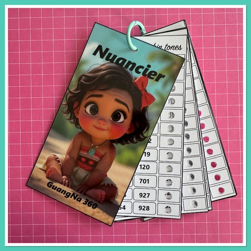 Nuancier pour feutres guangna 360 avec les numéros classés