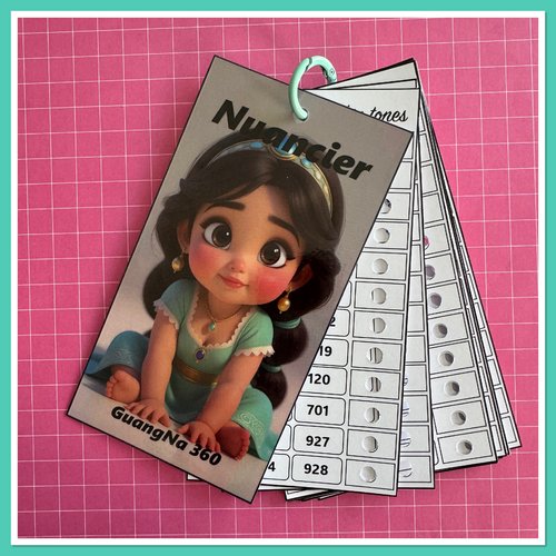 Nuancier pour feutres guangna 360 avec les numéros classés