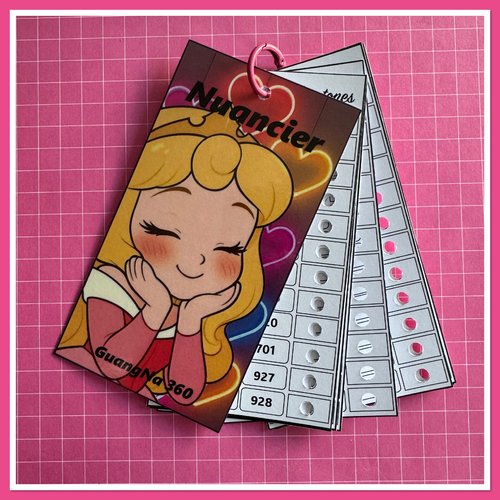 Nuancier pour feutres guangna 360 avec les numéros classés