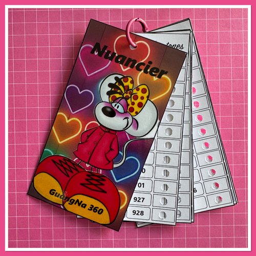 Nuancier pour feutres guangna 360 avec les numéros classés