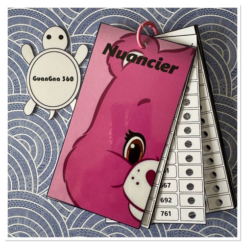 Nuancier pour feutres guangna 360 avec les numéros classés