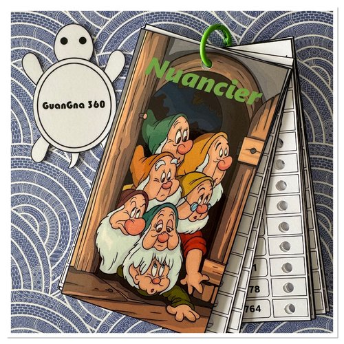 Nuancier pour feutres guangna 360 avec les numéros classés