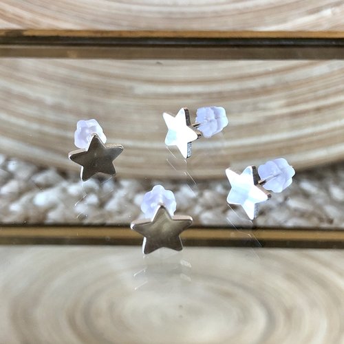 Boucles d'oreilles : petites puces en forme d'étoile en argent 925