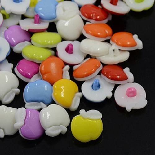 Lot 20 boutons pomme b shank 14 mm multicolore couture mercerie scrap neuf 