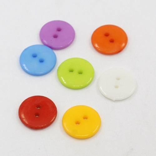 Lot 50 boutons 12 mm multicolor melange 2 trous neuf 