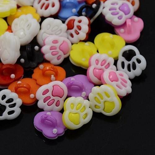 Lot 20 boutons patte d'ours shank 14mm multicolore couture mercerie scrap neuf 