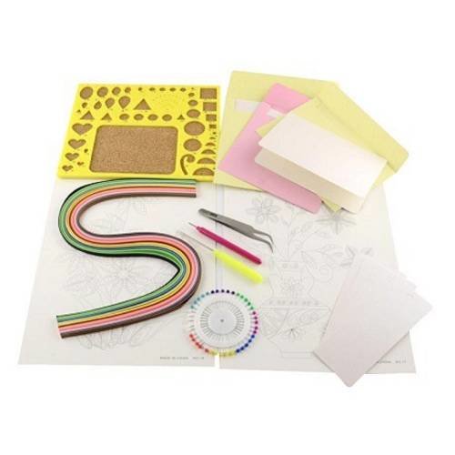 Kit 8 pieces pour quilling paperolles avec bandes de papier gabarit aiguilles loisir creatif scrap diy 