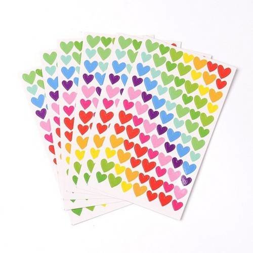 Lot de 250 gommettes etiquettes stickers autocollantes coeur multicolore neuf 