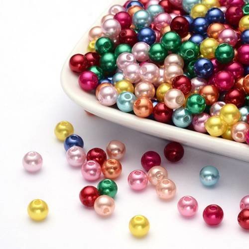 Lot 50 perles rondes acrylique multicolores 6 mm neuf