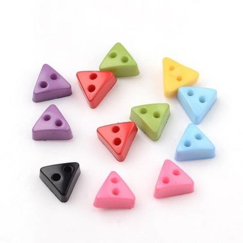 Lot 10 boutons triangle multicolore 2 trous neuf 