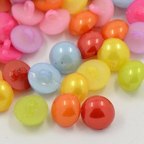 Lot de 20 boutons dome "demi perle" multicolore mélange 12 mm neuf 