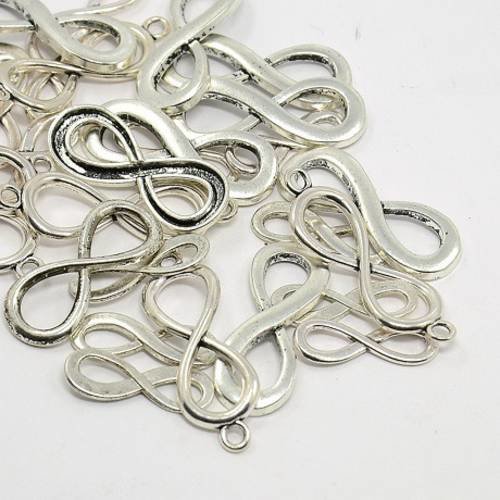 Lot de 10 connecteurs symbole 'infini' gris argenté bijoux perle 