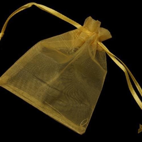 Lot 10 pochettes sacs organza jaune 8 x 10 cm cadeaux mariage bapteme fete bijoux 