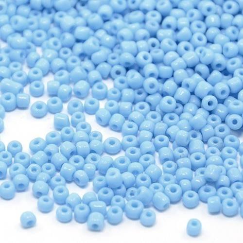 20 gr perles de rocaille en verre bleu ciel 3 mm neuf 