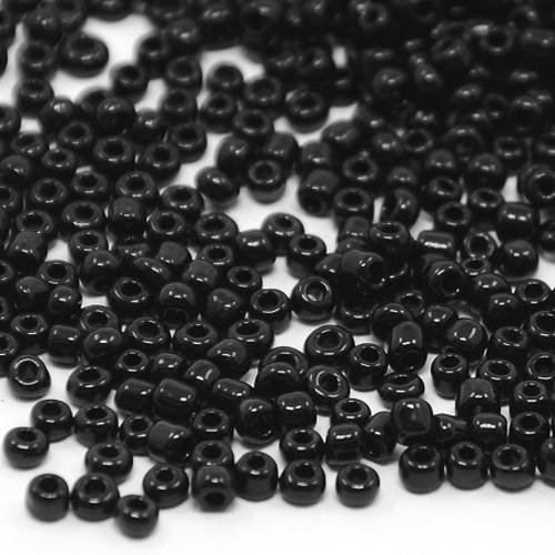 20 gr perles de rocaille en verre noir 3 mm neuf 