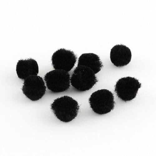 Lot de 20 pompons laine noir 20 mm loisirs couture mercerie scrapbooking  neuf 