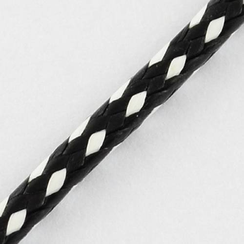 10 metres cordon coton cire bracelet collier ø 1mm noir et blanc 