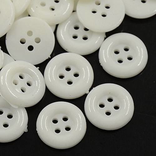 Lot 50 boutons 12 mm blanc 4 trous neuf 