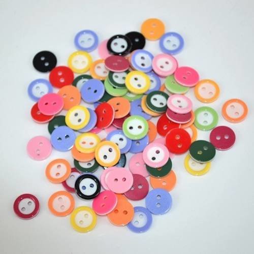 Lot 30 boutons 11 mm multicolore neuf