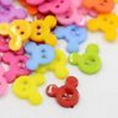 Lot 50 boutons 15x13x2 mm mickey multicolore neuf 