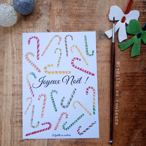 Carte sucres d'orge "joyeux noël"