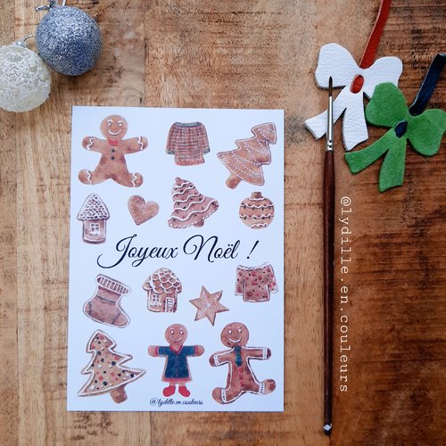 Carte pain d'épices "joyeux noël"