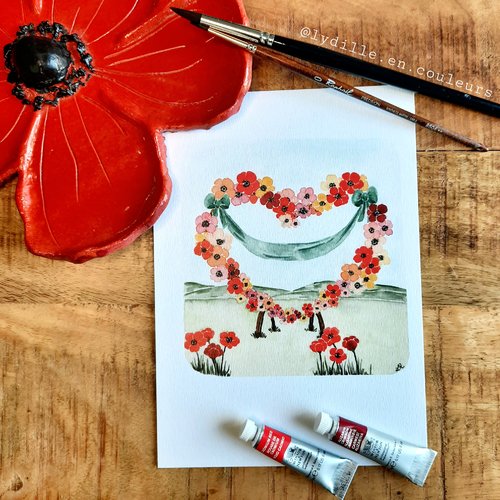 Tirage sur papier texturé 300g, 14,8*21cm (a5), coquelicots i