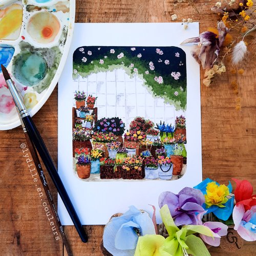 Tirage sur papier texturé 300g, 14,8*21cm (a5), fleuriste iv