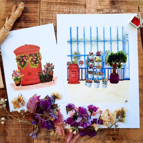 Lot - tirage sur papier texturé 300g, fleuriste ii & post office