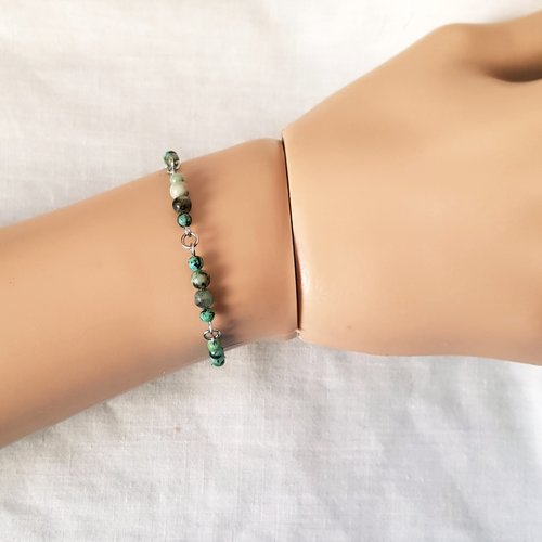 Bijou, bracelet en turquoise africaine et acier inoxydable