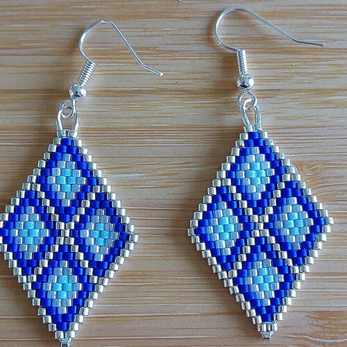 Boucles d'oreilles losanges bleus