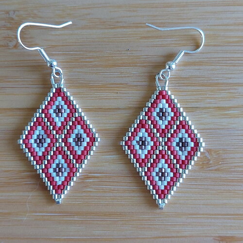 Boucles d'oreilles losanges rouges