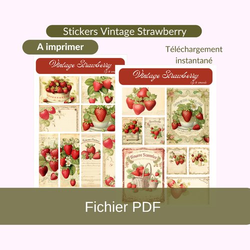 Stickers fraise vintage