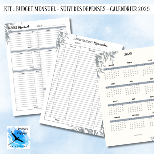 Budget mensuel + suivi depenses mensuelles + calendrier 2025 - fichier pdf a4 - téléchargement instantané - thème nature