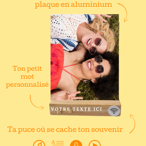 Cadre photo personnalisé avec message audio, texte, vidéo ou lien à scanner – cadeau personnalisé connecté original fait main