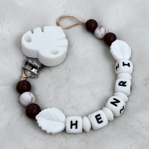 Attache tétine personnalisée , cadeau naissance, garçon , perles silicone