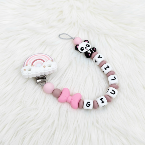 Attache tétine personnalisée , cadeau naissance  , perles silicone