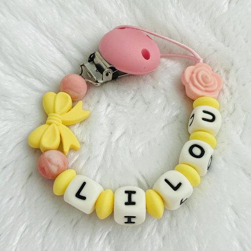 Attache tétine personnalisée , cadeau naissance  , perles silicone