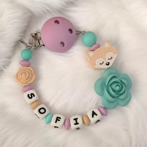 Attache tétine personnalisée , cadeau naissance  , perles silicone