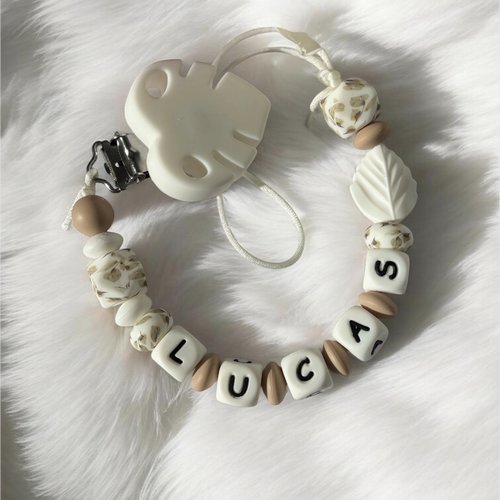 Attache tétine personnalisée , cadeau naissance  , perles silicone