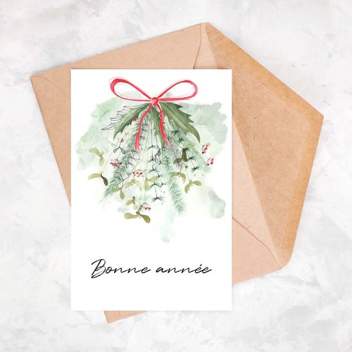 Bonne année | carte de voeux | carte de noel | aquarelle