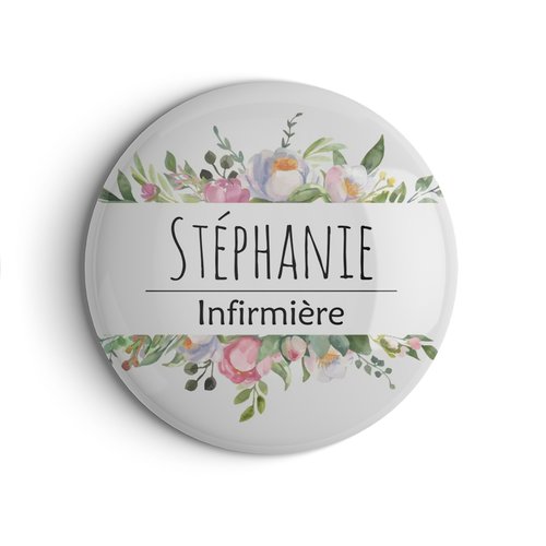 Badge personnalisable aide soignante, infirmière ou autre en 56mm