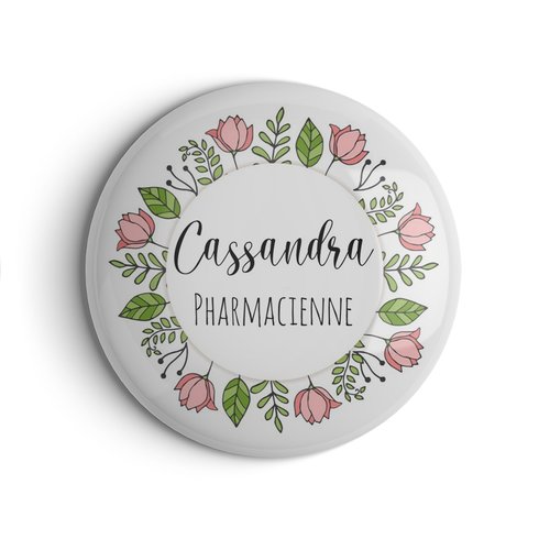 Badge personnalisable aide soignante, infirmière ou autre en 56mm