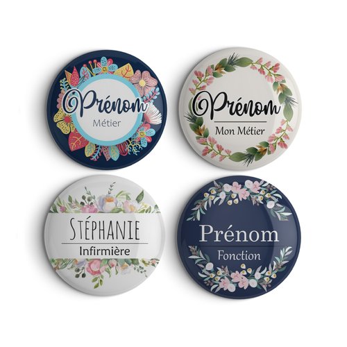 Badge personnalisable aide soignante, infirmière ou autre en 56mm