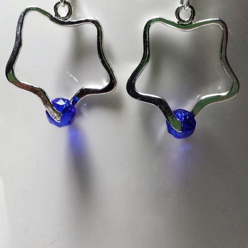 Boucles d'oreilles trèfle cristal bleu royal 