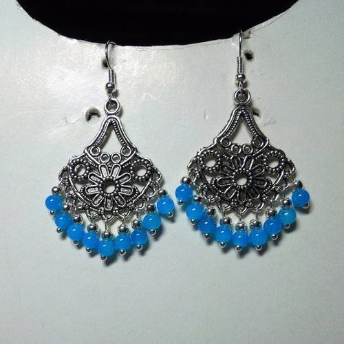 Boucles d'oreilles "esmeralda" perles turquoise 