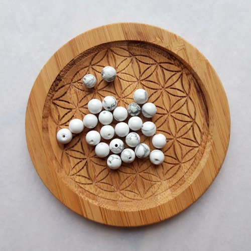Perles naturelles howlite, perles rondes 4/6/8 mm