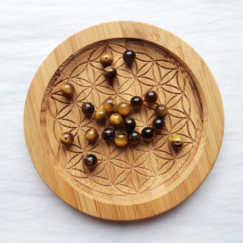 Perles naturelles œil-de-tigre, perles rondes 4/6/8 mm