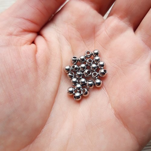 Perles rondes 4mm en acier inoxydable